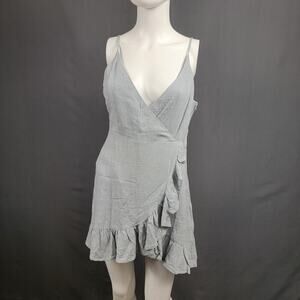 Lottie Moss Wrap Mini Dress M Light Blue Ruffle Hem Cottagecore